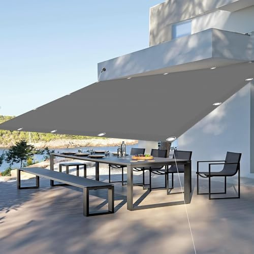 Vela Ombreggiante 5 x 6 m Idrorepellente Antivento Robusto Stabile Tenda a Vela per Esterno Sole con Kit Fissaggio Corde di Supporto per Pergola, Cortile, Sabbia, Grigio Chiaro