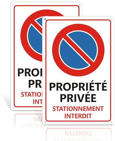 2 Pièces panneau interdiction de stationner, 20×30 cm propriété privée panneau stationnement interdit metal aluminium,Résistant aux intempéries, utilisation intérieure et extérieure