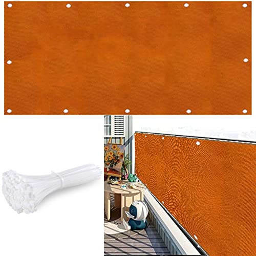 Brise-vue - 95 x 600 cm - Résistant au vent et aux UV - Avec bandes et œillets - Pour balcon et appartement - Solution de confidentialité couleur orange