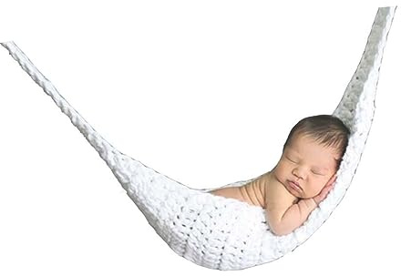 CLISPEED Hängematte babyhängematten Hammock Newborn Photography Prop neugeborenen Fotografie Requisiten Neugeborene Fotografie Requisiten Foto Requisiten Neugeborene Weiß
