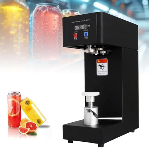guoyjmm 180W Electric Cup Sealer Machine, Automatic Lift Tin Can Sealer and Filler, 14-20cm Sealing Height, 5.5cm Sealing Diameter, High Speed Beer Can Sealing Machine for Bubble Tea Store,Black
