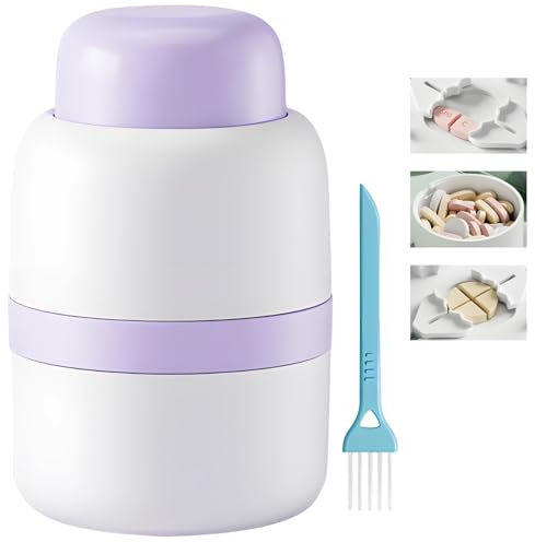 Tagliapillole con lama nascosta, separatore portatile per metà e quarti, perfetto per anziani, viaggi, animali domestici, include spazzola per riporre e pulire