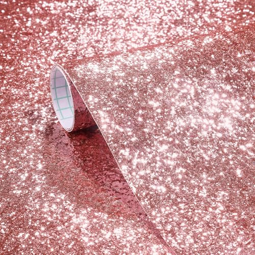 Stickyart Klebefolie Möbel Glitzer Rosa 40cm X 200cm Selbstklebende Tapete Möbelfolie selbstklebende Deko-Folie mit Glitzereffekt Spritzschutz für Entfernbar Möbel Schlafzimmer Wohnzimmer DIY Decor