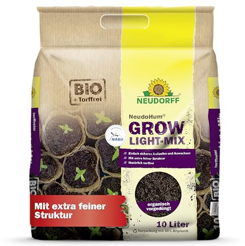 Neudorff NeudoHum Grow Light-Mix – Torffreie Bio Erde mit extra feiner Struktur für sicheres Keimen und Anwachsen Aller Cannabis-Sorten, 10 Liter
