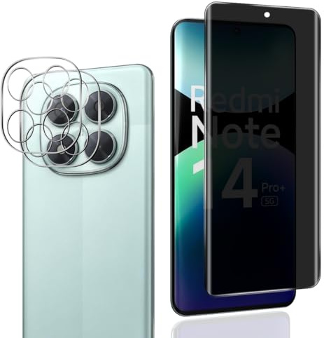 Rnnmeeko 1+2 Pezzi Privacy Pellicola Protettiva per Xiaomi Redmi Note 14 Pro 5G Vetro Temperato + Pellicola Fotocamera, Anti-Graffio, Senza Bolle, Anti-Spia protezione schermo per Redmi Note 14 Pro 5G