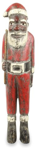 NOVICA Hand Carved Painted Wood Holiday Decor Santa Claus Sculpture, Father Christmas'