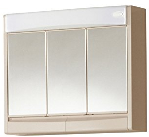Jokey Spiegelschrank Saphir mit LED Beleuchtung 60 cm breit, Kunststoff Spiegelschrank in Bahamabeige, inkl. Steckdose