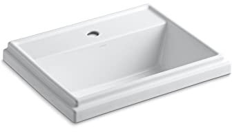 KOHLER K-2991-1-0 Tresham Rectangle Self-Rimming Bathroom Sink with Single-Hole Faucet Drilling, White
