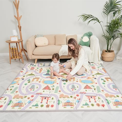 Alfombra Bebe Acolchada Plegable 180x200x1.5cm- Gimnasio Bebe - Manta De Juegos Bebe - Manta Actividades Bebe Impermeable Reversible - Tapete De Actividades Bebe - Gimnasio Infantil Bebe - Regalo Bebe
