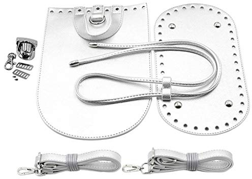 Hellery 7telig Taschenzubehör, inkl. Taschenboden Tascheneinlegeboden Taschenseiten, Schulterriemen für Handtasche - Silber