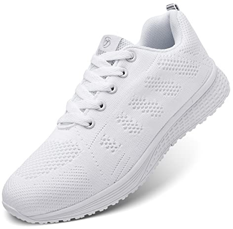 Damträningsskor snörning mode sneakers andningsbara fitness sportskor atletiska löparskor, A08 vit, 35 EU