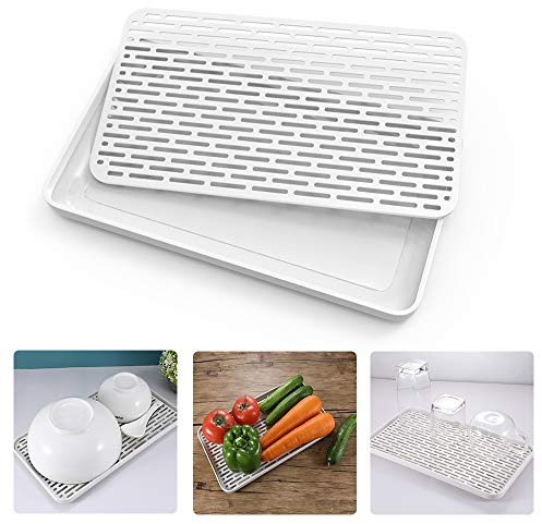 SOSMAR escurreplatos práctico con Bandeja de Goteo - escurridor pequeño 31 x 17,5 cm - escurridor Multifuncional para Tazas, Frutas, té y como Bandeja de Almacenamiento, etc.