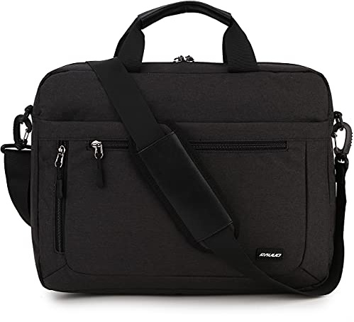 RAVUO Laptopväska 15,6 tum vattentålig bärbar dator kontor portfölj stötsäker messengerväska med justerbar axelrem flera fack för män kvinnor resor affärer skola, 15,6 tum svart, 15.6 Inch, Messenger