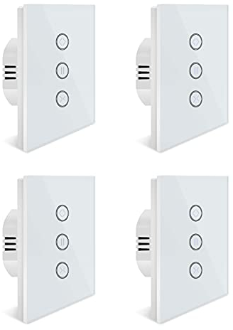 WiFi Interrupteur Volet Roulant Connecté, Stores Interrupteur Mural de Rideau Compatible avec Alexa et Google Home, Interrupteur Mural Tactile, Timer et Partager-Besoin d'une Ligne Neutre