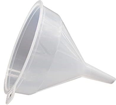 ANGIX 14cm Funnel for Filling Bottles or Containers, White Plastic Transparent Funnels with Holder for Home & Kitchen, Arts & Crafts Supplies, Garage, Labs - Oil, Liquids & Dry Ingredients