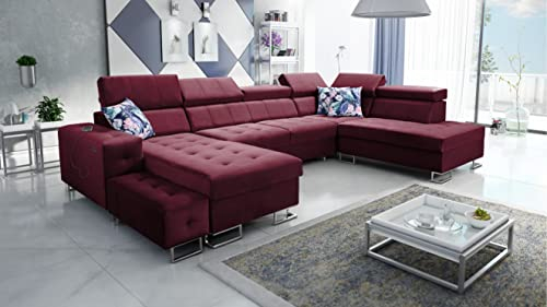 All4All Ecksofa Hugo VI 362x223cm - Schlaffunktion - Bettkasten - U-Form - Couch - Eckcouch - Schlafsofa - Sofaeck - Bett - Wohnlandschaft - Magic Velvet 2229 Seite Links 26