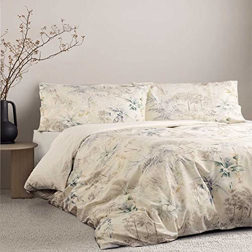 COTTON ARTean Funda Nórdica Cama 200 Ecuador satén algodón 200 Hilos Funda de edredón Reversible 280x240 + 2 Fundas de Almohada, Multicolor Cierre Botones