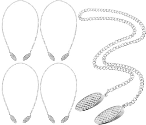 Pretyzoom Napkin Clips and Chains 5 pcs Napkin Bib Clip Set with Spring Loaded Clip Lightweight Holder Chain for Clinic Home Dining and Drawing Use
