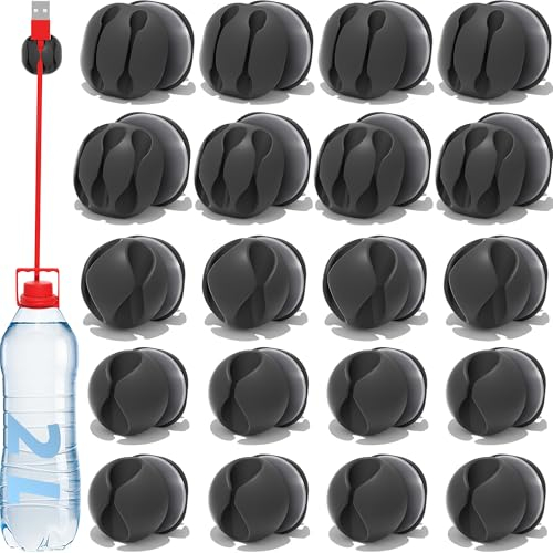 Antonki 20 Pack Cord Holder Cable Clips Organizer, Strong Adhesive Desk Cable Management Wire Keeper for Phone Charger, Laptop, TV, Nightstand, Wall, Home, Office, Car