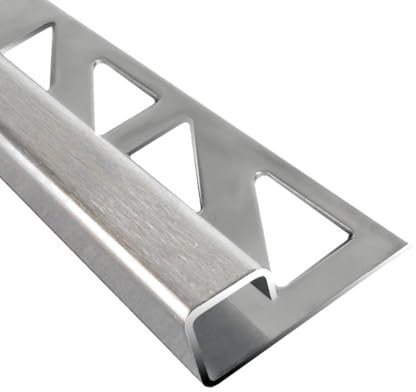 5 binari quadrati in acciaio inox V2A, listello per piastrelle, profilo piastrellato, 250 cm x 10 mm, spazzolato