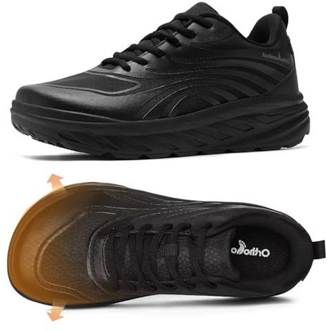 Women's Orthopedic Diabetic Wide Walking Shoes: Comfortable Plantar Fasciitis Orthotic Arch Support Sneakers, Bunions Recovery Casual Outdoor Biking Fit Dressy Road Running Shoes Black Size 8.5