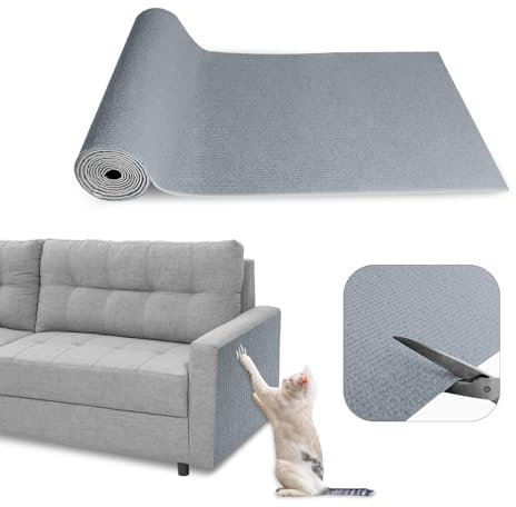 SDLDEER Tapis griffoir autocollant - 40 cm x 200 cm - Protection contre les rayures - Pour canapé, chat - Planche à gratter - Amovible - Pour protéger les meubles - Gris clair
