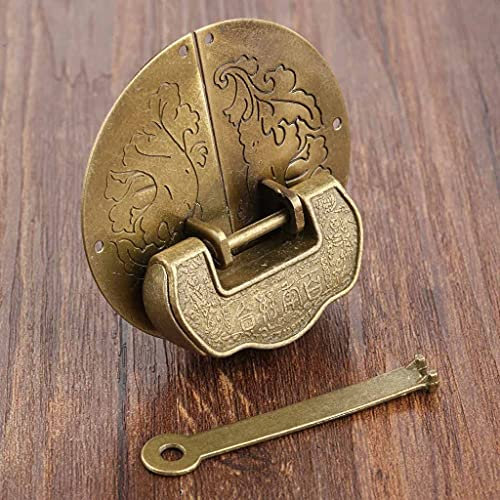 Vintage Old Style Vorhängeschloss mit Schlüsselsch Antikes Möbelbeschlag-Set, Knebelverschluss, Haspe, dekoratives altes chinesisches Vorhängeschloss, Schmuck-Holzkistenschloss