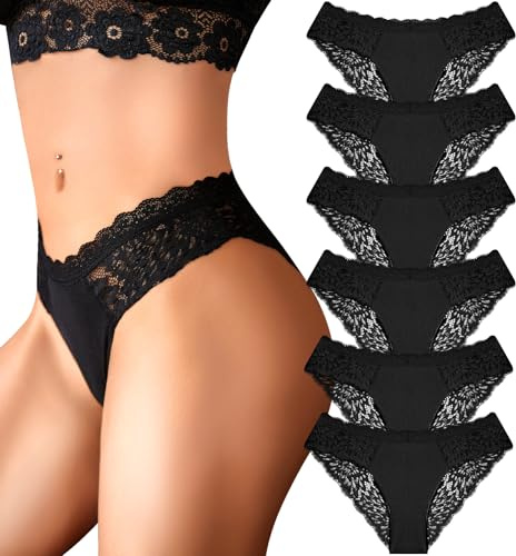 Sth Big Unterhosen Damen Baumwolle Spitze Unterwäsche Frauen Sexy Slip Hipster Atmungsaktiv Pantys Damen Weich Womens Underwear Damenslips Baumwoll Mehrpack 6