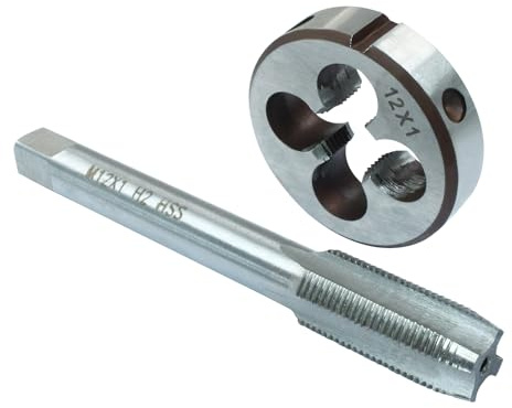 HARSKIYER M12 x 1 metrisches Gewindebohrer-Set HSS Maschinengewindebohrer Schneideisen-Set, M12 x 1 mm Rechtsgewindebohrwerkzeug