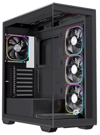 Einarex Prisma S700 RGB Caja de PC para Gaming, Soporte para 9 Ventiladores de 120mm, Refrigeración Líquida de 360mm (RGB Negro)