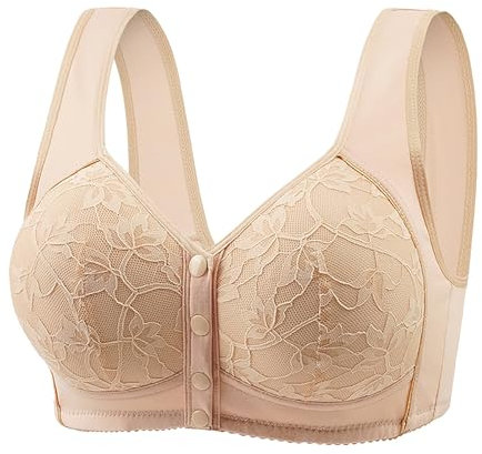 Sujetadores blancos push up con inserciones de brasier para mujer, cierre frontal, talla 12, deportes, soporte cruzado, para adolescentes, multidirección, 34A, beige, 46