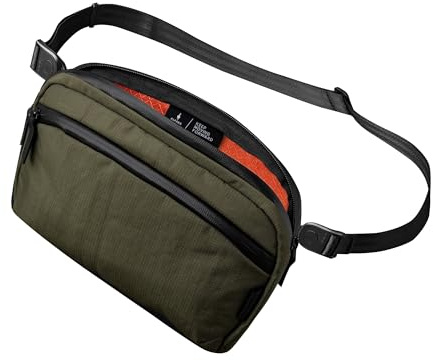 ALPAKA Flight Sling 2L- Small Sling Bag For Men Travel Lightweight,Portable, Packable, with Quick Release Shoulder Strap - Integrated Key Leash - WeatherProof,Green Axoflux 400