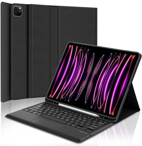 SENGBIRCH Teclado para iPad Pro 12.9 con Touchpad, Funda Teclado para iPad Pro 6/5/4/3 Generación, Bluetooth Inalámbrico y Portalápices Keyboard para iPad 12.9 Pulgadas 2022/2021/2020/2018, Schwarz
