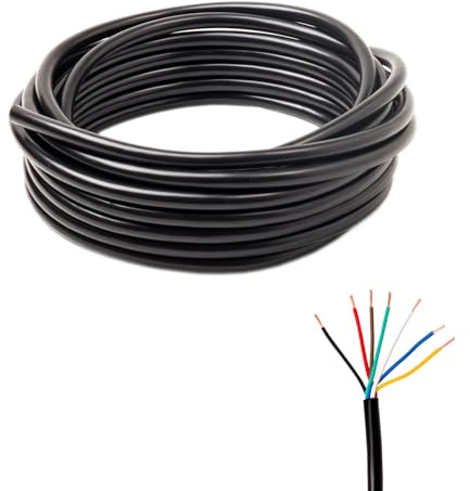 Feuunly 6m Cable Remolque de 7 Núcleos, 7 x 0,5 mm² Cable, 12V 24V Cable de 7 Núcleos Redondo Negro, para Remolque Camión Máquinas Agrícolas Tractor RV (6 Metros)