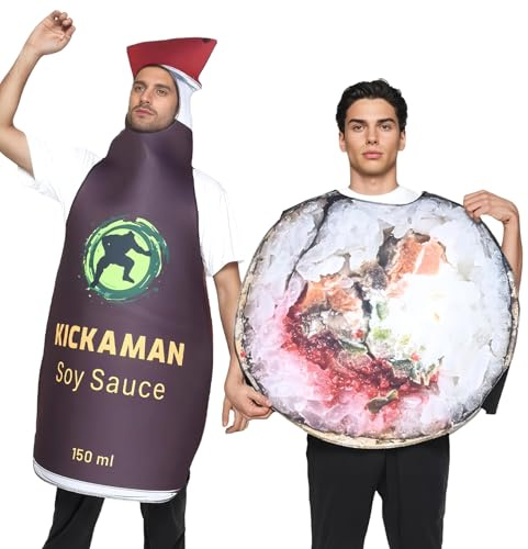 Generico Disfraz Adulto Halloween,Temas De Salsa De Soja - Cómodos Disfraces De Pareja Para Fiesta Carnaval Navidad Halloween Y Eventos Festivos
