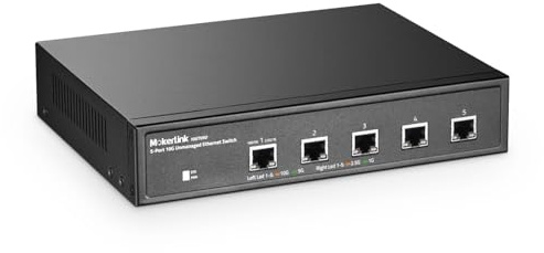 MokerLink Switch di rete non gestito a 5 porte 10G, 10G/5G/2,5G/1G autoadattabile, plug-and-play, switch di rete in metallo per desktop/montaggio a rack