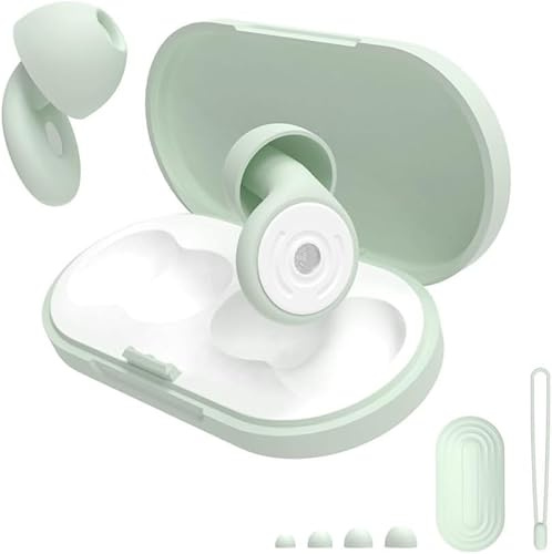 Ear Plugs for Sleeping Noise Reduction, Ear Plugs for Hearing Protection, Silicone Soft Reusable EarPlugs for Sleep, Concert, Focus with Case & 4 Pair Eartips (Green)