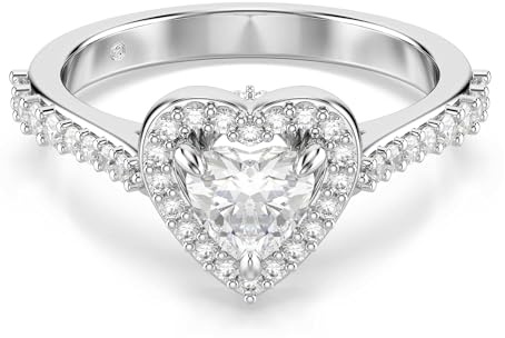 Swarovski Anello con motivo Una Angelic, Taglio misto, Cuore, Bianco, Placcato rodio