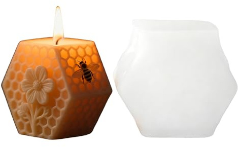 Moule en silicone pour bougies en forme de ruche d'abeille, facile à retirer et à réutiliser - Moule en silicone pour bougies en d'abeille, pour débutants, professionnels, maison, école