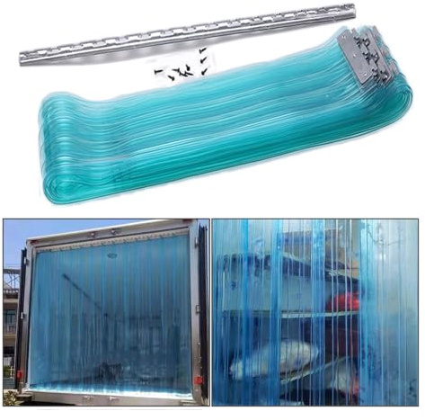 Cortina de Tiras de PVC para Puerta, Color Azul, 1,05 x 2,2 mm (0,06). Ideal para congeladores industriales, supermercados, almacenes y centros comerciales. Medidas: 1,05 x 2,2 mm