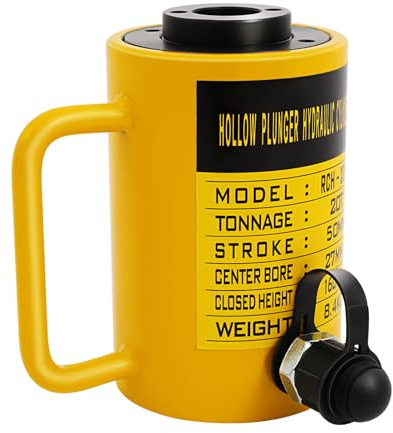 Hydraulisk cylinder 20T, ihålig kolvcylinder med 50 mm nav, ihålig cylinder, RCH-2050 hydraulram, cylinder och ihåliga kolvcylinder, stämpeldomkraft för byggnader och broar, gul