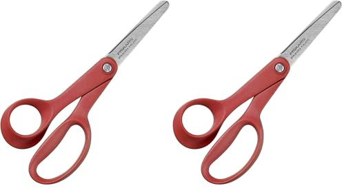 Fiskars Kinderschere für Linkshänder, Ab 8 Jahren, Länge: 13 cm, Rostfreie Stahl-Klinge/Kunststoff-Griffe, Rot, Classic, 1005169 (Packung mit 2)