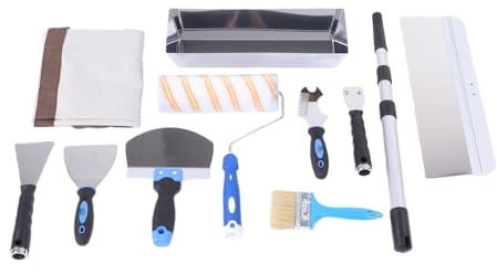 ZAICOLER Set di Attrezzi per Cartongesso Raschietto per Vernice, Rullo, Raschietto per Stucco Asta Telescopica 100cm Lama Rinforzata Utensile Manuale per Cartongesso con PP e TPR