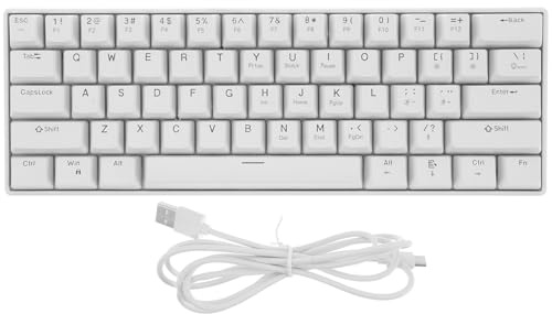 LIFKICH Clavier Mécanique Gamer Filaire Blanc 61 Touches Rétroéclairé RGB avec Retour Tactile pour Ordinateur Portable et Pc, pour Gaming et Travail