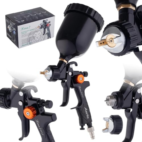Auarita – Lackierpistole – Sprühpistole – Farbspritzpistole für Autolack, Holz, Metall, mit 3-Fach Regulierung, für Präzises Lackieren, 1,4mm Düse, 600ml Behälter - HVMP Technologie, Set mit Zubehör