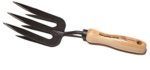 Unbekannt Handgabel - geschmiedet - mit 3 Zinken und 14 cm langem Eschenholzgriff - Krumpholz Gartengerät