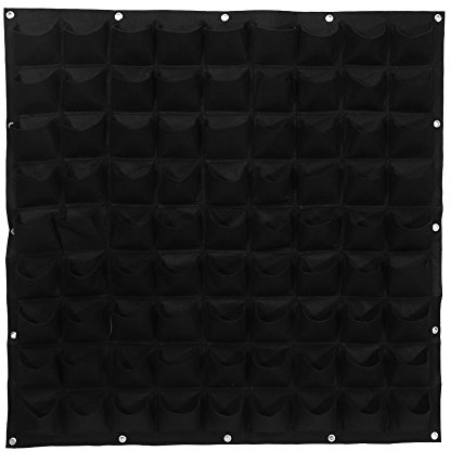Pflanztasche Pflanzbeutel Garten Pflanzgefäße Wandtasche Pflanzen Hängend Senkrecht Indoor Outdoor mit 81 Taschen(Schwarz)