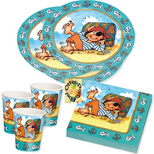 HHO Pirat Pit Planke Partyset 36tlg. für 8 Kinder Teller Becher Servietten