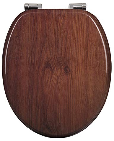 WOLTU Premium WC-Sitz Toilettensitz mit Absenkautomatik, MDF Holzkern, Softclose Scharnier, Desgin Décor Oval