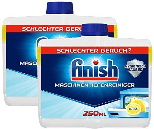 Finish Nettoyant en profondeur Citrus - Nettoyant liquide pour machine contre le calcaire et la graisse pour un lave-vaisselle propre - Lot de 2 (250 ml)